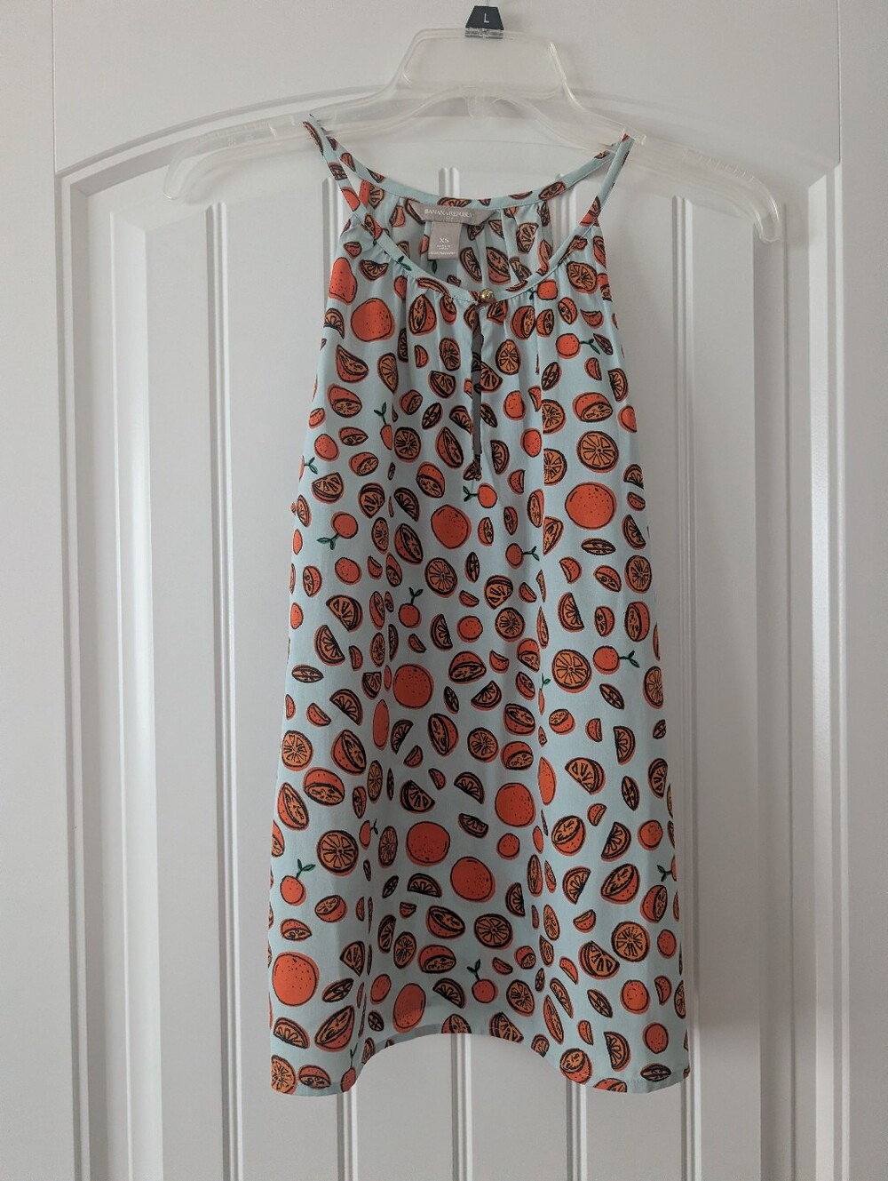 XS Banana Republic Light Blue & Orange Fruit-Print Tank